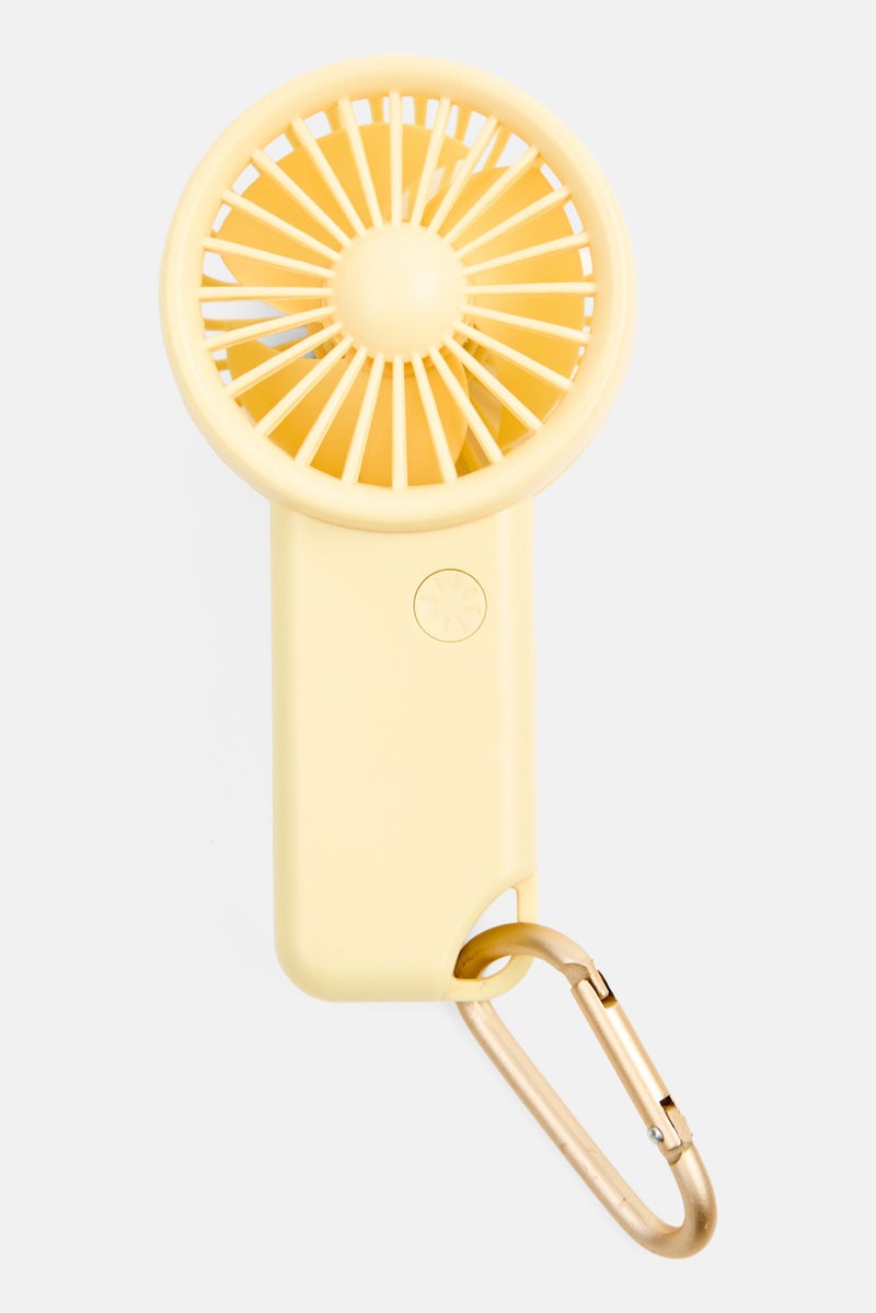 Muy Mucho Mini Handled Fan, Yellow - Image 2